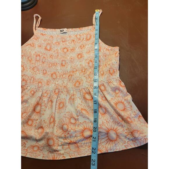 NEW SO 90s Cami Slip Top Peach Floral Print Ruffle Smocked Junior's Size 2XL - Picture 5 of 10